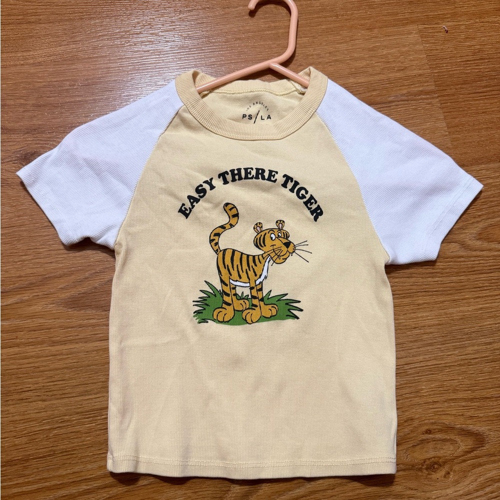 PacSun Yellow and White Tiger Graphic Crop Top
